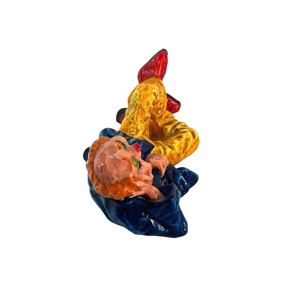 vtg70'sMexican Folk Art Paper Mache Clown Artist Signed Alvarez B-22 10''x 7.5'' - Picture 6 of 9